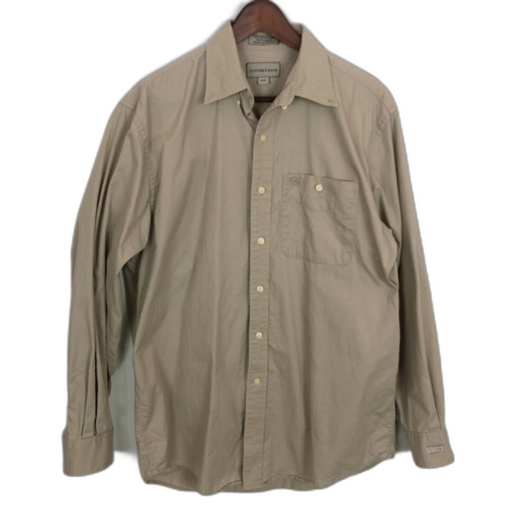 Cutter & Buck Tan Long Sleeve Button Down Shirt Men's Size Medium Morgan Sleeve - Picture 1 of 6